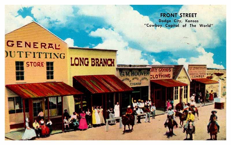 Postcard SHOPS SCENE Dodge City Kansas KS m/09 AR5331