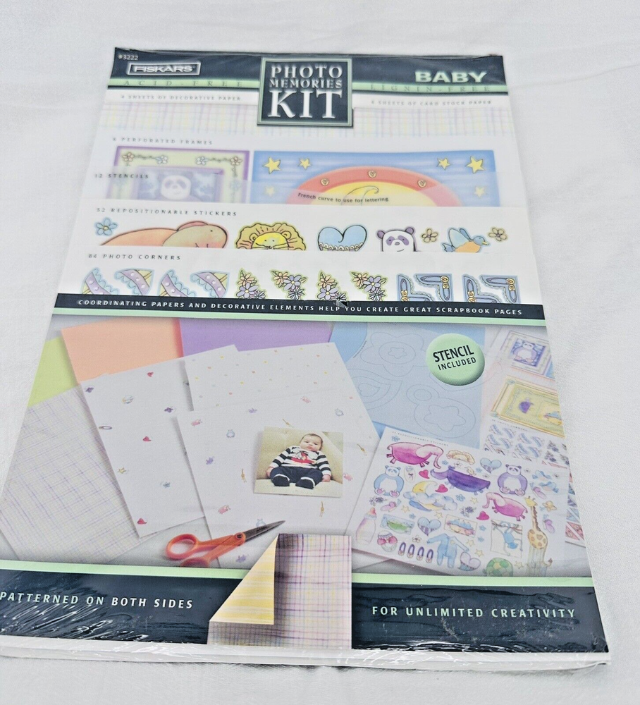 Fiskars Photo Memory Kit BABY #3222 Acid Free Lignin Free Double Sided Pattern E-image