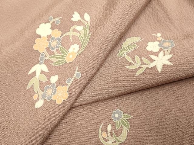 Heiwaya Kimono Flower Pattern Silk Traditional Wear, High-Quality, Size 153.5cm