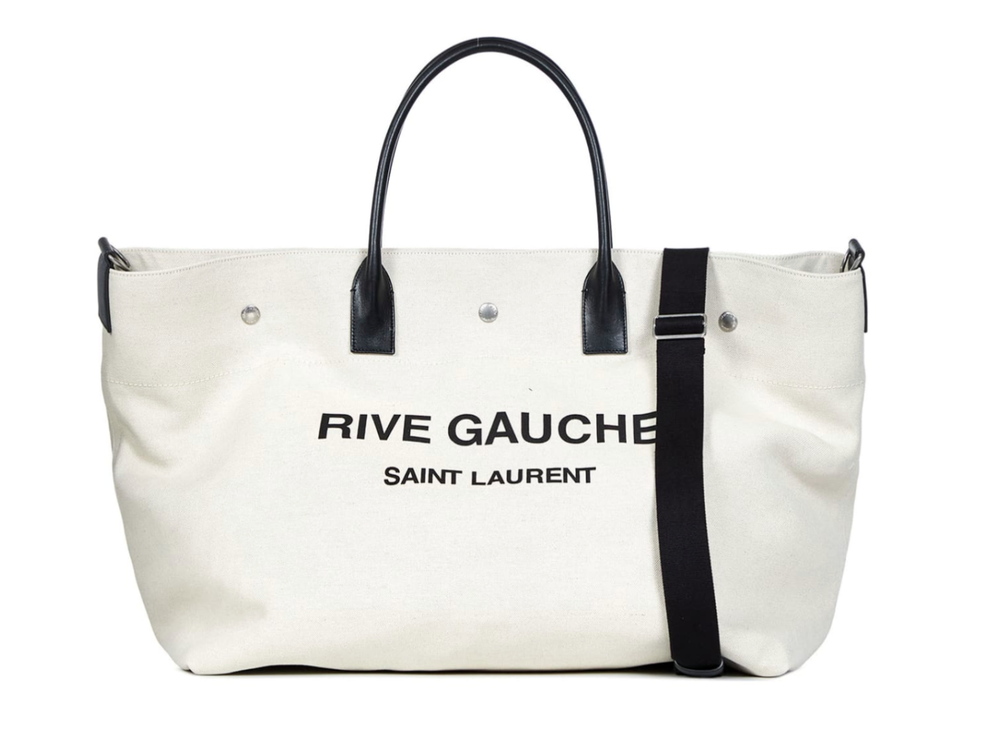 YSL Saint Laurent Rive Gauche Black Canvas Maxi Shopping Tote Bag $2290