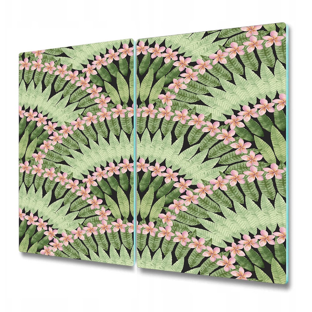 Serving Chopping Board Floral Herringbone Green leaves with pink flowers 2x30x52