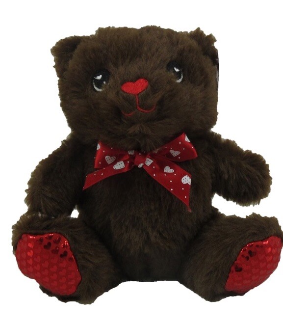 Chocolate Scented Teddy Bear Plush Toy with Hearts Seasonal Brown Stuffed Animal