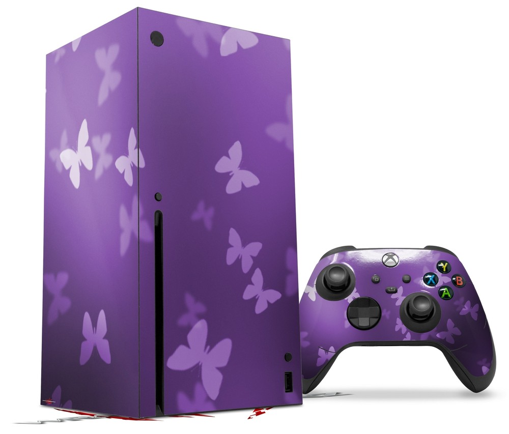 Skins XBOX Series X Console Controller Bokeh Butterflies Purple