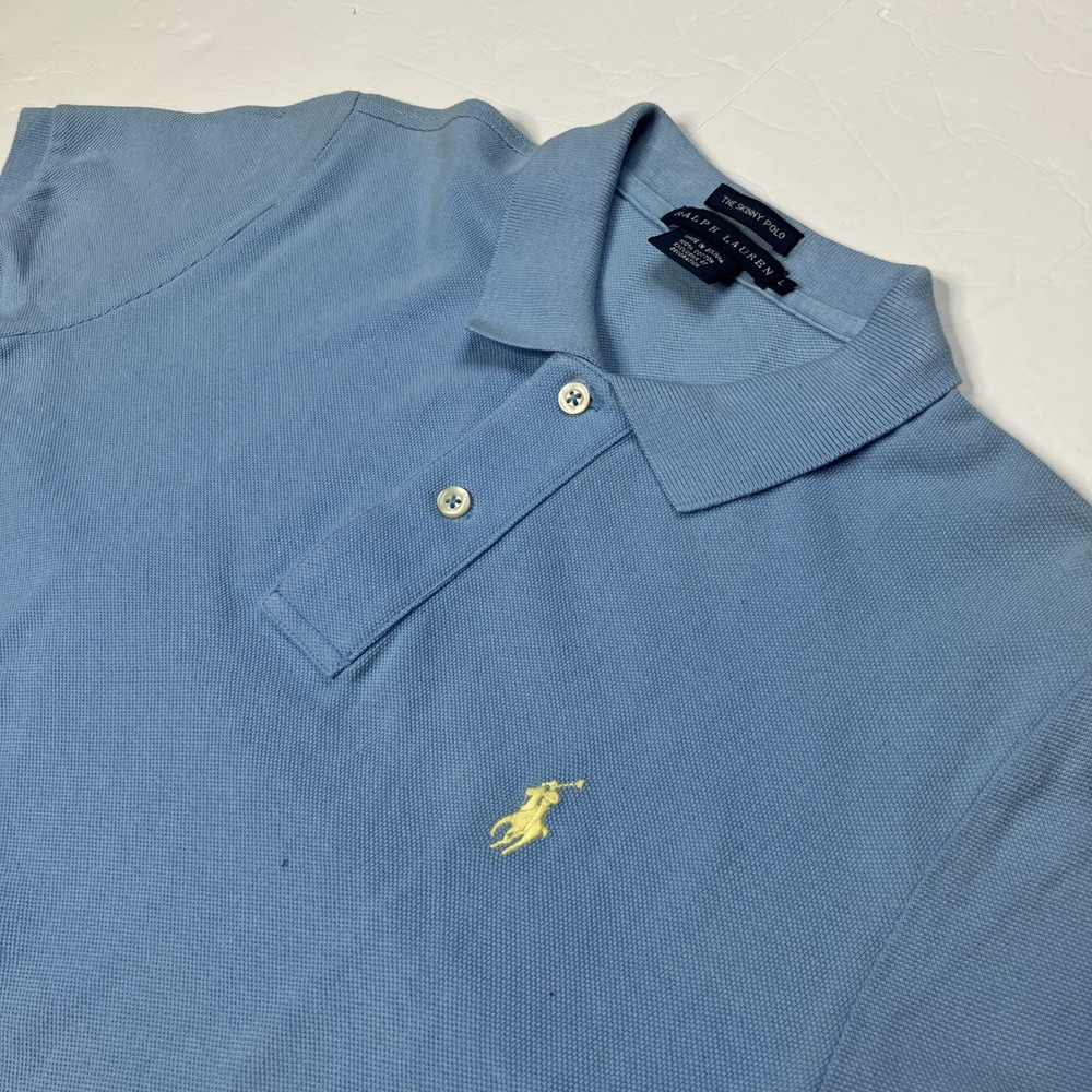 Ralph Lauren The Skinny Polo Blue Golf Pique Short Sleeve Cotton Women’s Size L