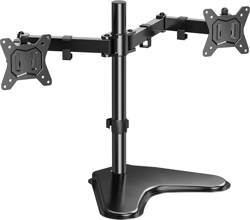 Free-Standing Fully Adjustable Dual Monitor Mount For 2... Dual Monitor Stand
