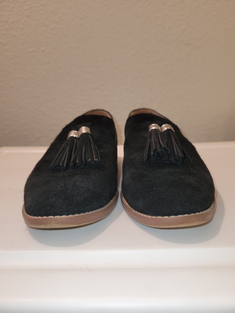 Franco Sarto Women's Hadden Slip On Tassle Loafers Black Suede Size7M Pre-Owned