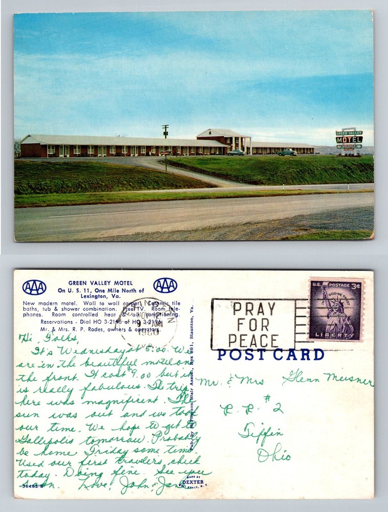 Lexington, VA-Virginia, Green Valley Motel Roadside Units Vintage Postcard