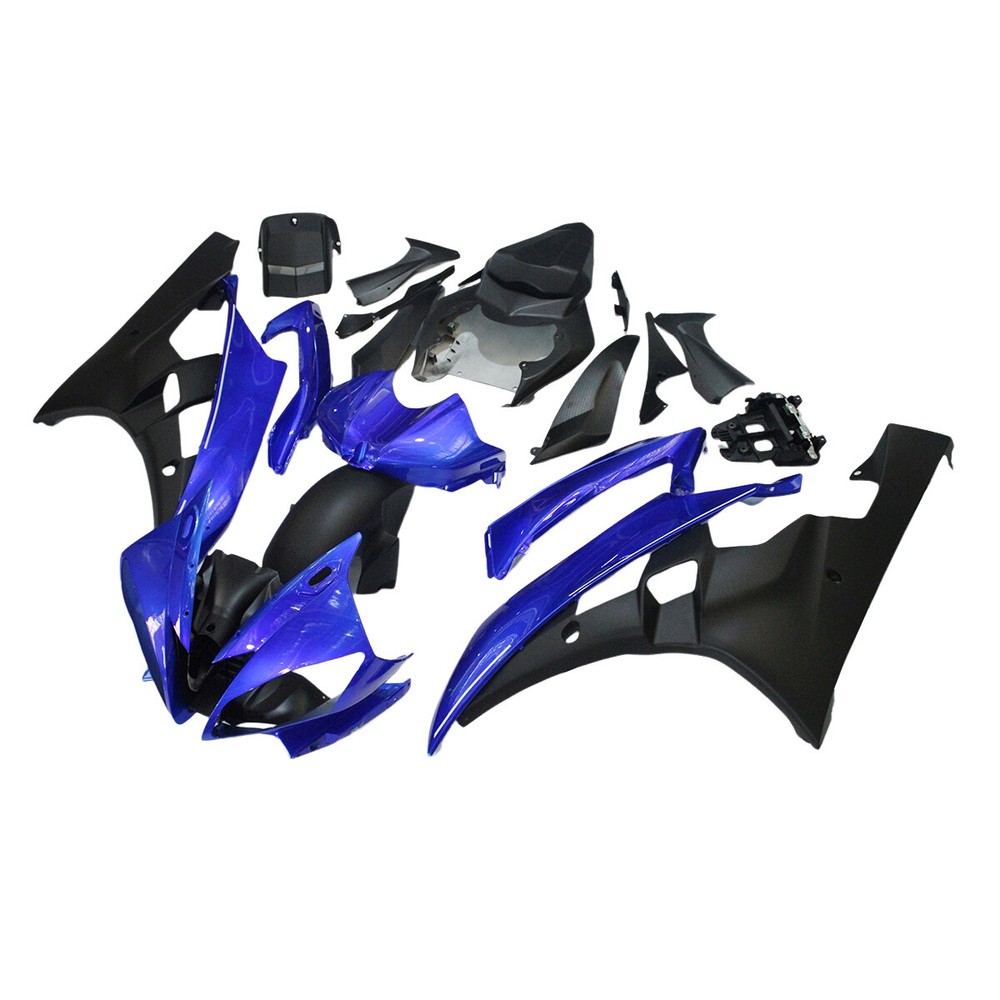 Injection Blue Black Fairing Kit for 2006 2007 Yamaha YZF R6 06 Plastic Bodywork