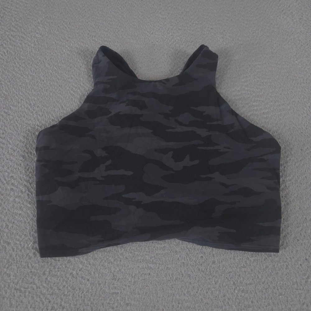 Athleta Sports Bra Womens XL Black Conscious Crop Camo High Neck Racerback Tank