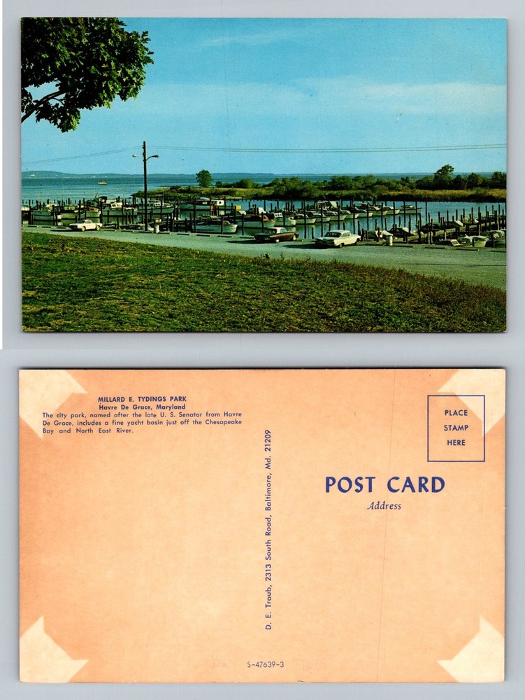 Havre De Grace, MD-Maryland, Millard Tydings Park Marina Boats Vintage Postcard