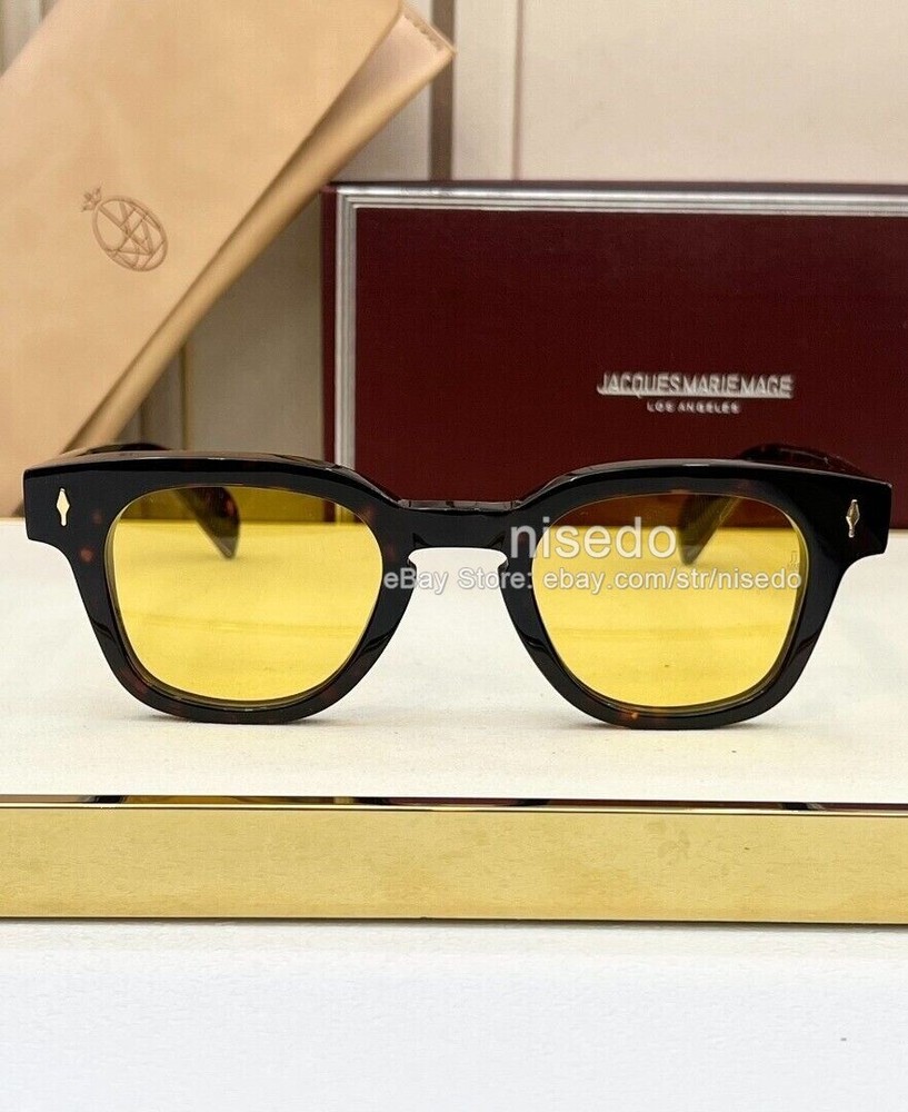 Jacques Marie Mage Julien Sunglasses Unisex 47□25 Black Frame Blue Lenses