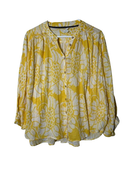 Anthropologie Pilcro sidney batwing yellow floral blouse M oversized boho flowy