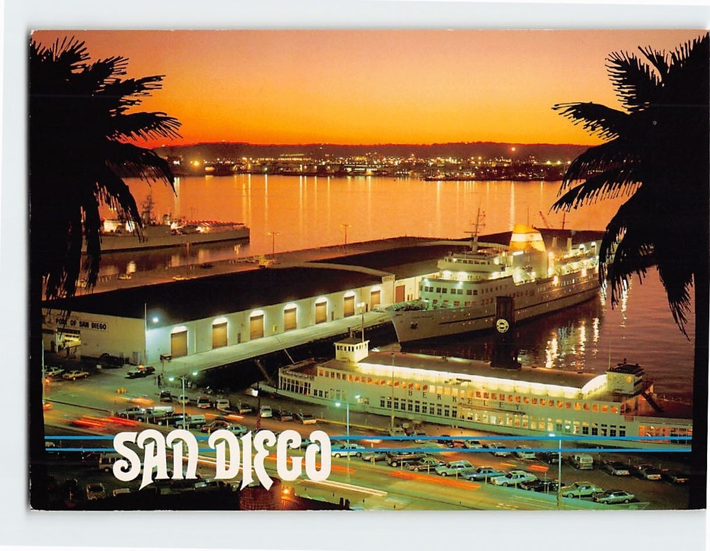 Postcard Harbor At Sundown San Diego California USA