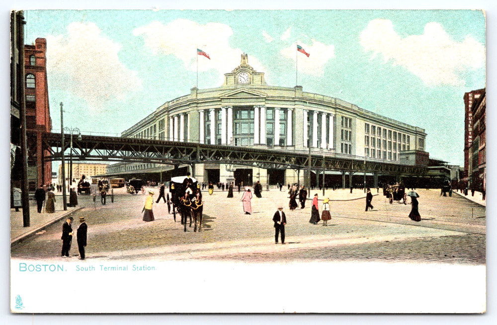 Vintage Tucks Postcard Boston Massachusetts USA South Terminal Railroad Station