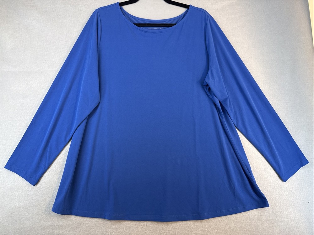 Susan Graver Modern Essentials Top. Women’s Blouse Size 2XL In Blue Longsleeve
