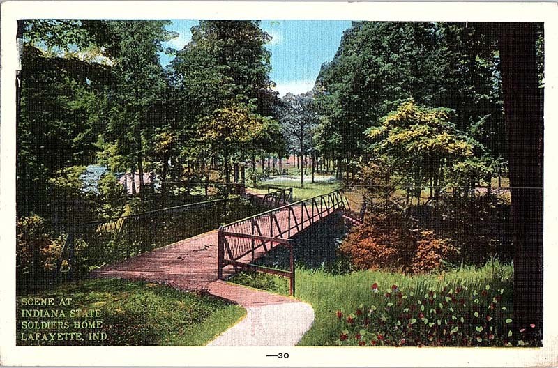 Postcard BRIDGE SCENE Lafayette Indiana IN m/09 AJ3540