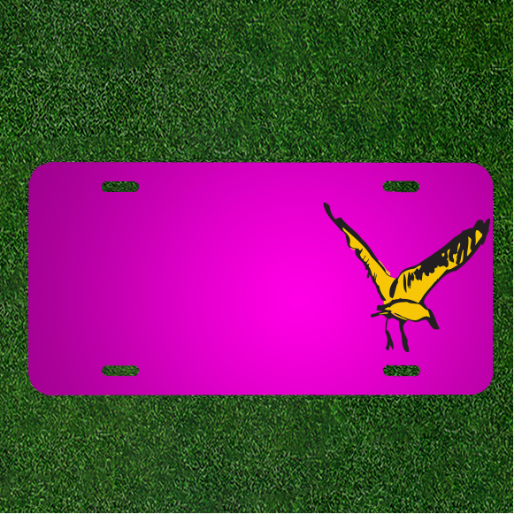 Create Your Unique Personalized Car License Plate with Custom Names and a Vibrant Yellow Bird Flying Design