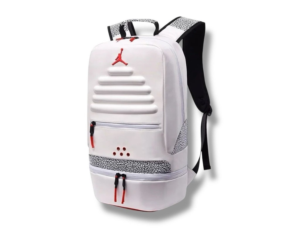 Nike Air Jordan 3 Retro Spizike Backpack in White Cement Grey Red
