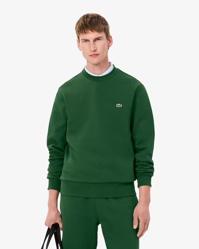 Lacoste Fleece Crew Neck Sweatshirt Pine Green-Size S/FR 3-100% Genuine-RRP £109