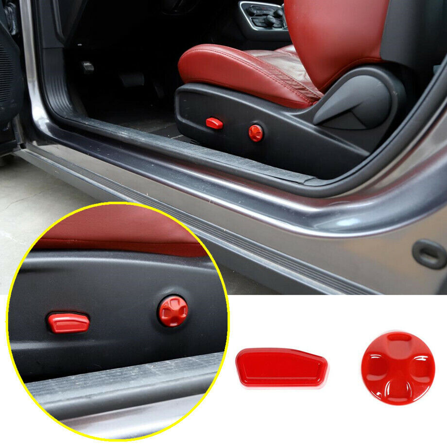 Fit Dodge Challenger 2010-2021 ABS Red Electric Seat Adjust Button Cover Trim 2P-image