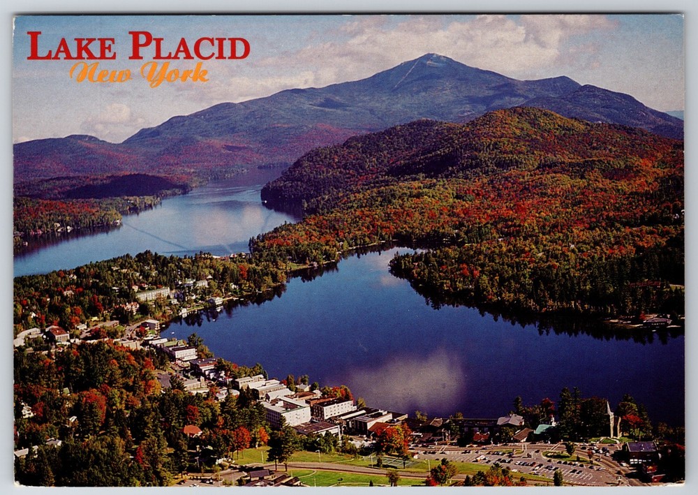 NY Lake Placid Adirondack Mountains Aerial Autumn View 6x4 Postcard