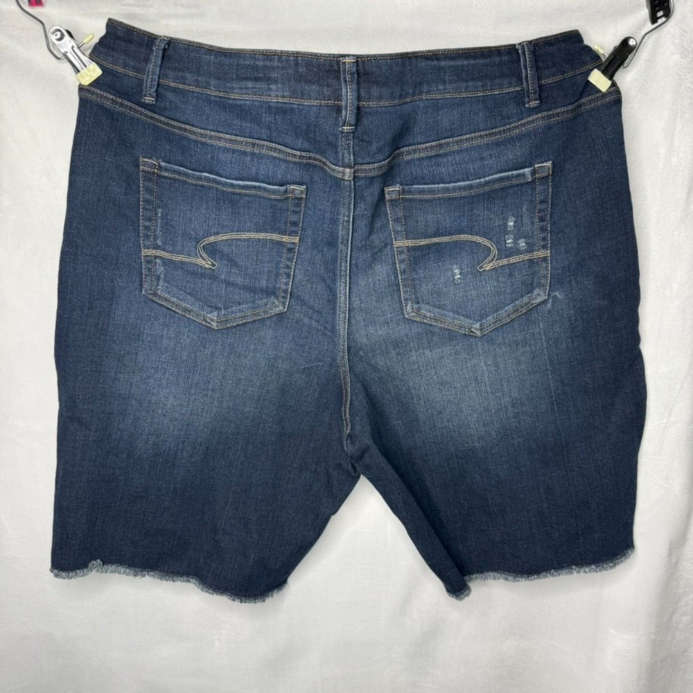 Plus Size High Rise Denim Bermuda Shorts with Button Up Detail - Size 20