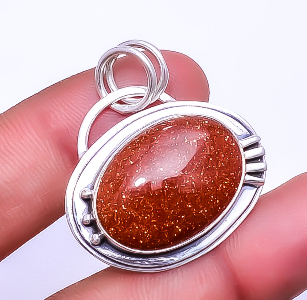 Golden Sunstone Sterling Silver Pendant 1.5 Inch Valentine Gift P92428033