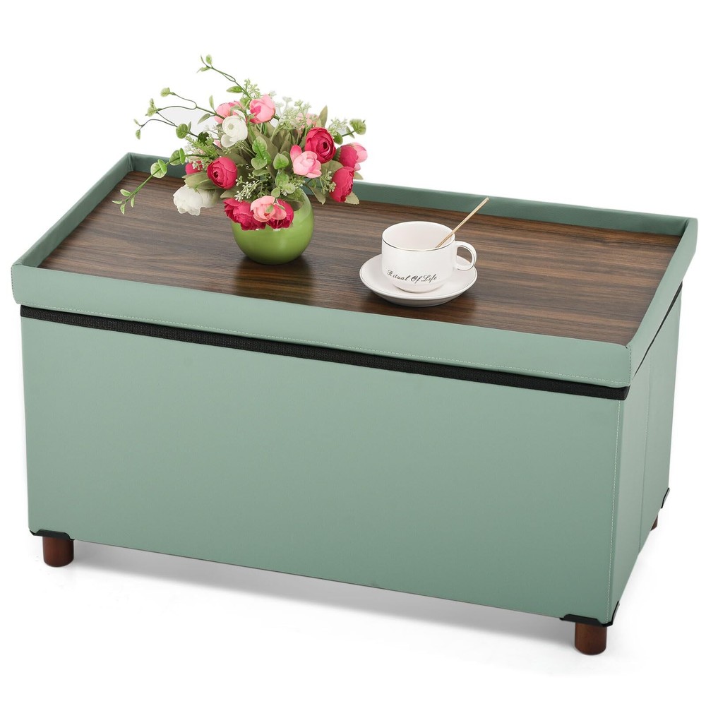 Storage Ottoman Bench with Tray for Living Room or Bedroom Multifunctional Footrest