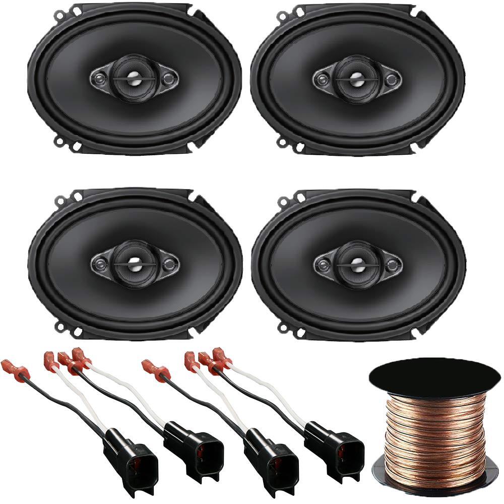 2 Pair Pioneer 350W Max 6x8 Speakers with Metra 72-5600 16g Wire