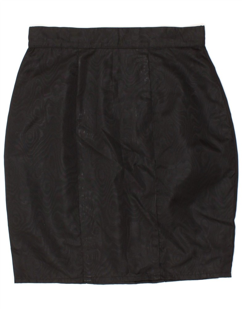 Vintage Black Abstract Pattern Pencil Skirt W28 Medium BT04-image