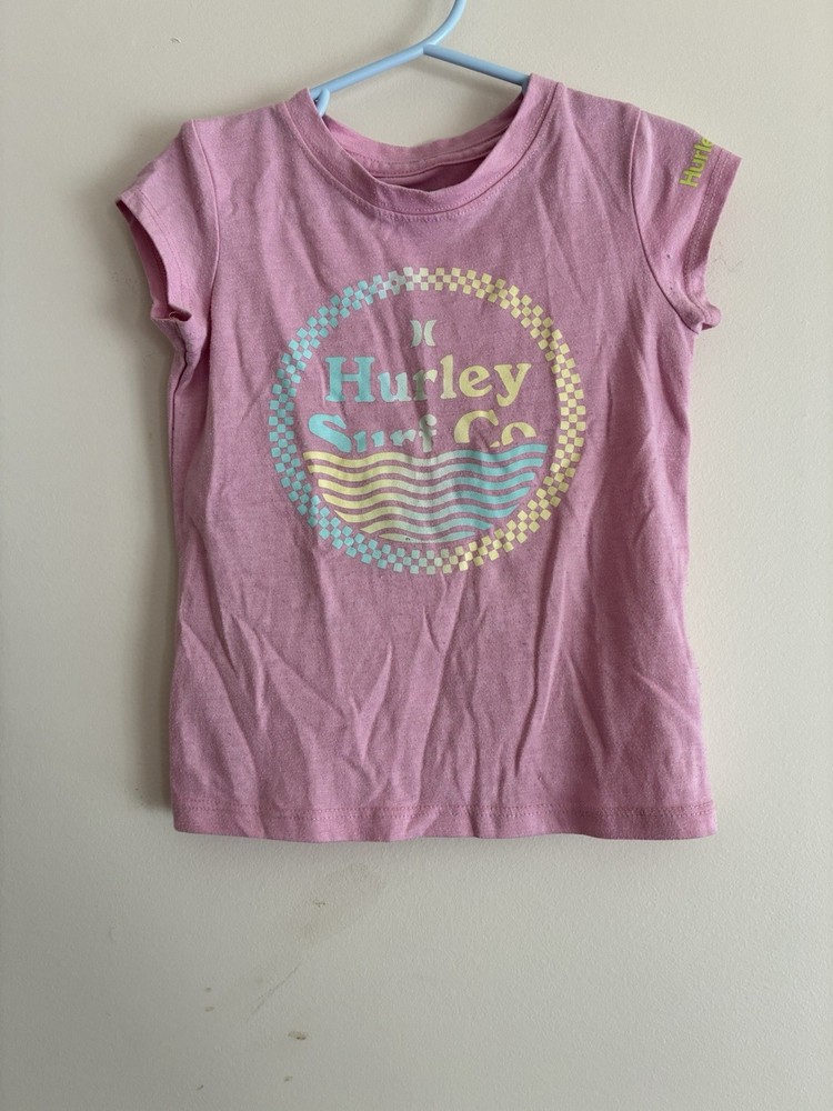Hurley Kids Girls Hurley Surf Co Graphic Crewneck Short Sleeve Shirt Pink XS 4