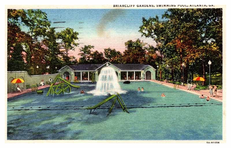 Postcard SWIMMING POOL SCENE Atlanta Georgia GA m/09 AP3366