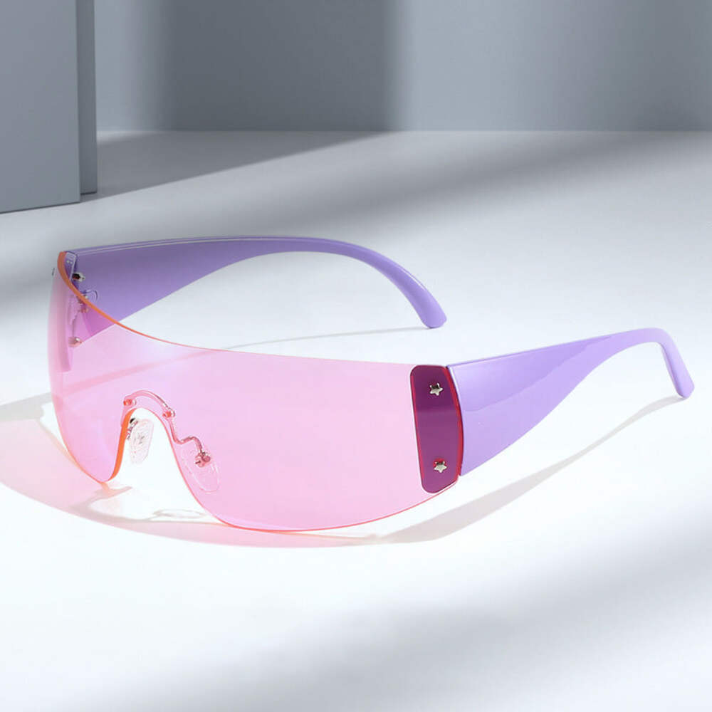 Rimless Sunglasses for Women Men Fashion Triangle Pentagram Driving Cycling Trav