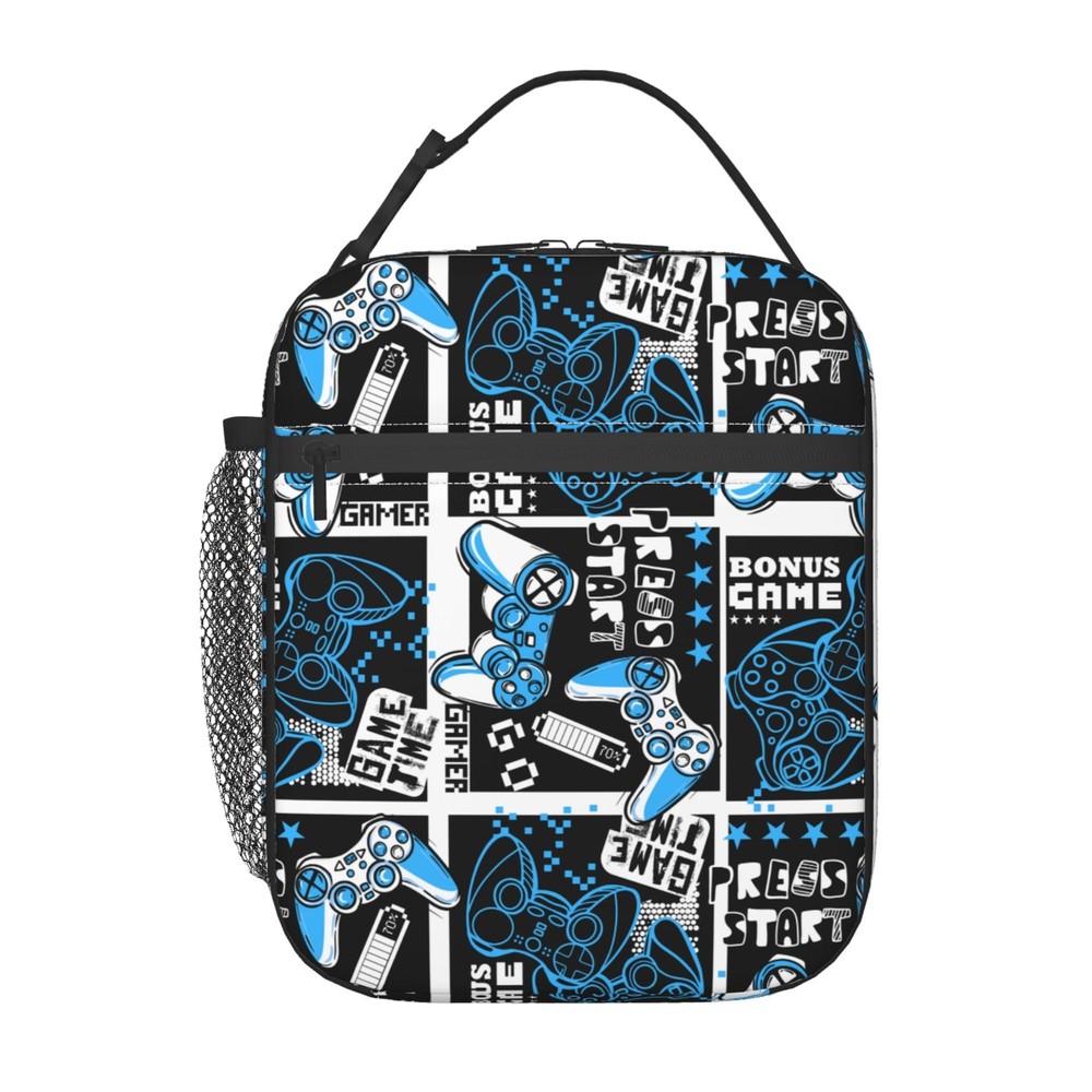 Insulated Portable Lunch Tote for Kids and Adults with Video Game Controller Design