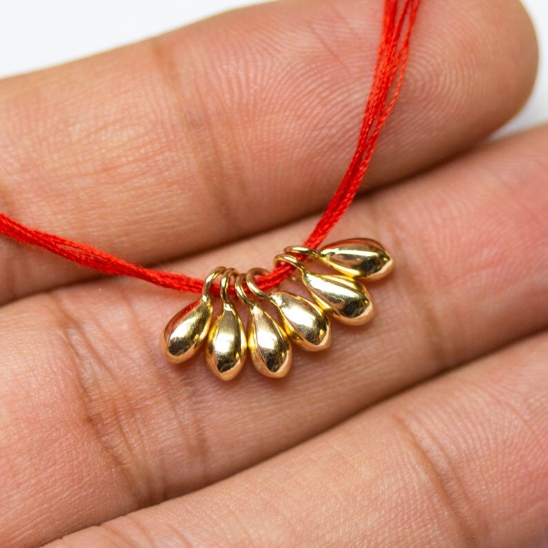 14k 18k Solid Yellow Gold Teardrop Charm Pendant Finding Drops 3.3mmx8.5mm