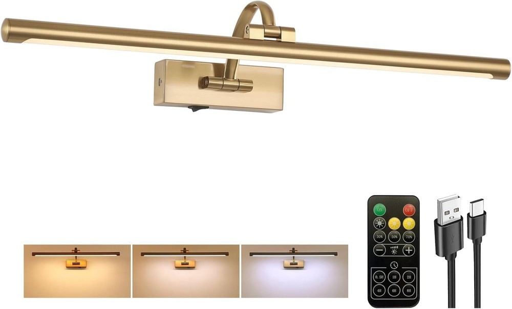 Picture Light Battery Operated with Remote, 3CCT Dimmable Picture Light