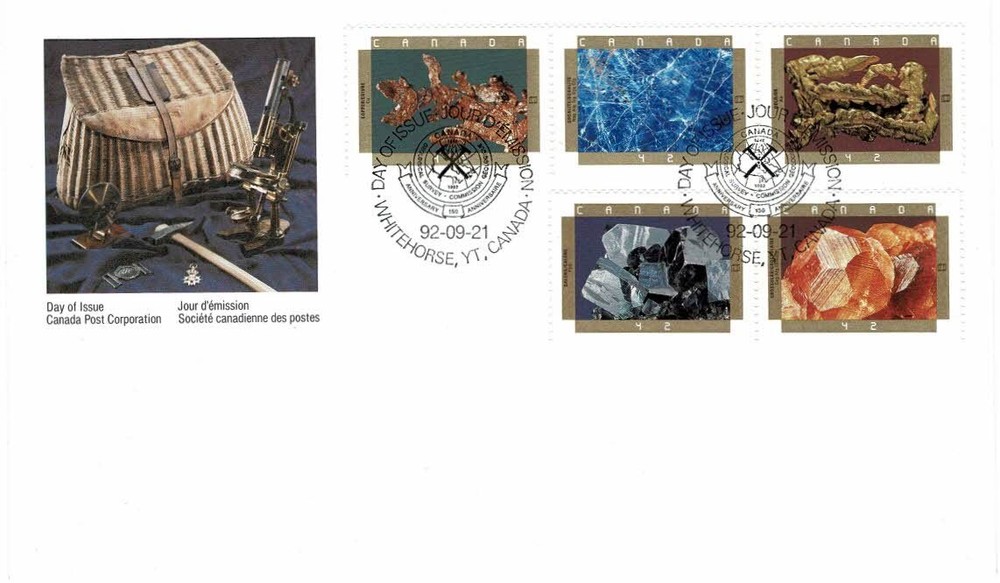 CANADA 1992 MINERALS SET OF 5 OFFICIAL FIRST DAY COVER FDC WHITEHORSE