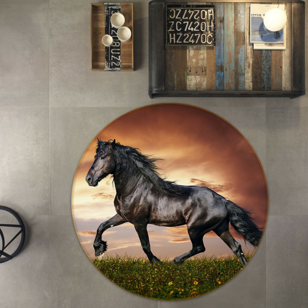 3D Garden Dark Horse O1597 Animal Non Slip Rug Mat Elegant Photo Carpet Fay