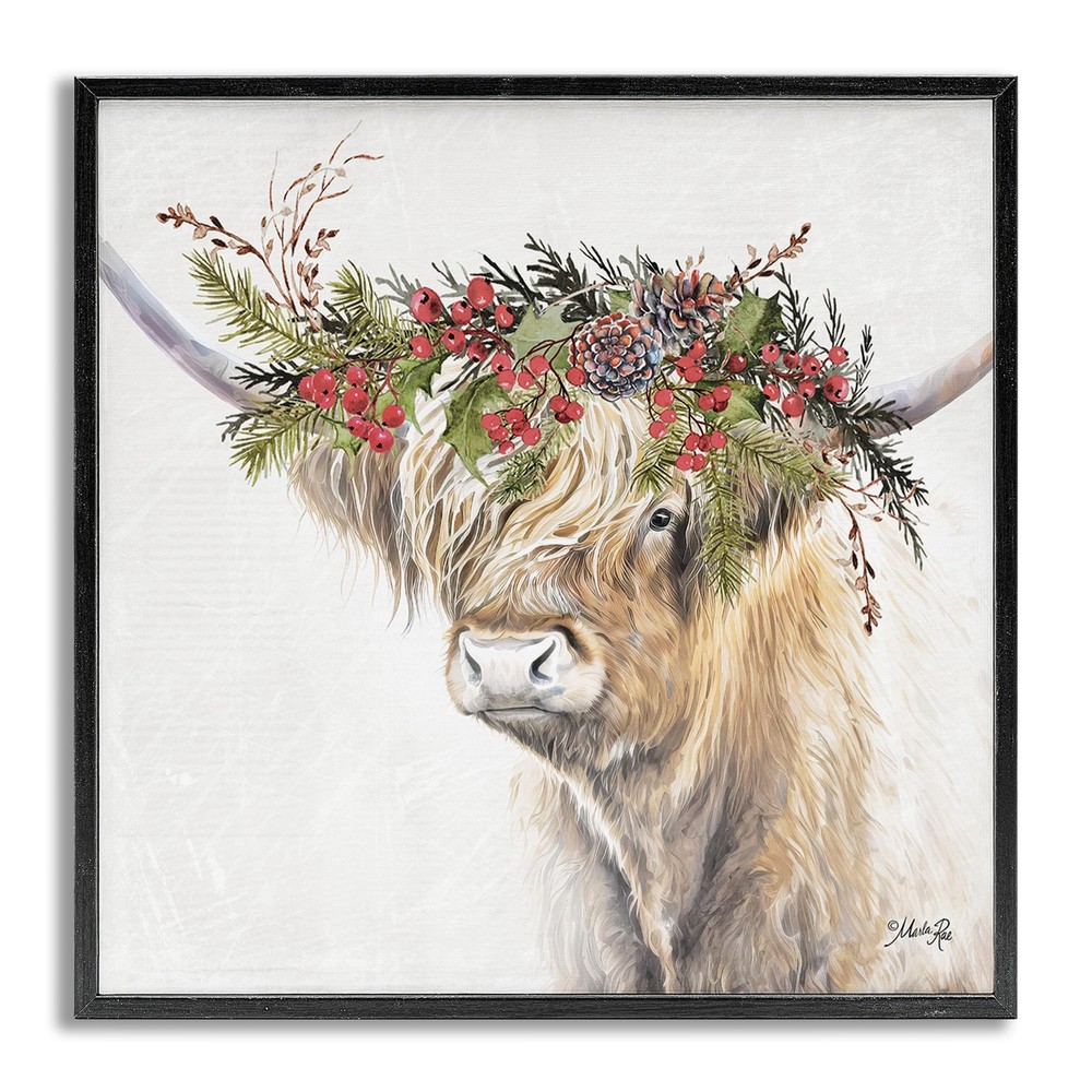 Cattle with Seasonal Berries Framed Giclee Art Design by Marla Rae