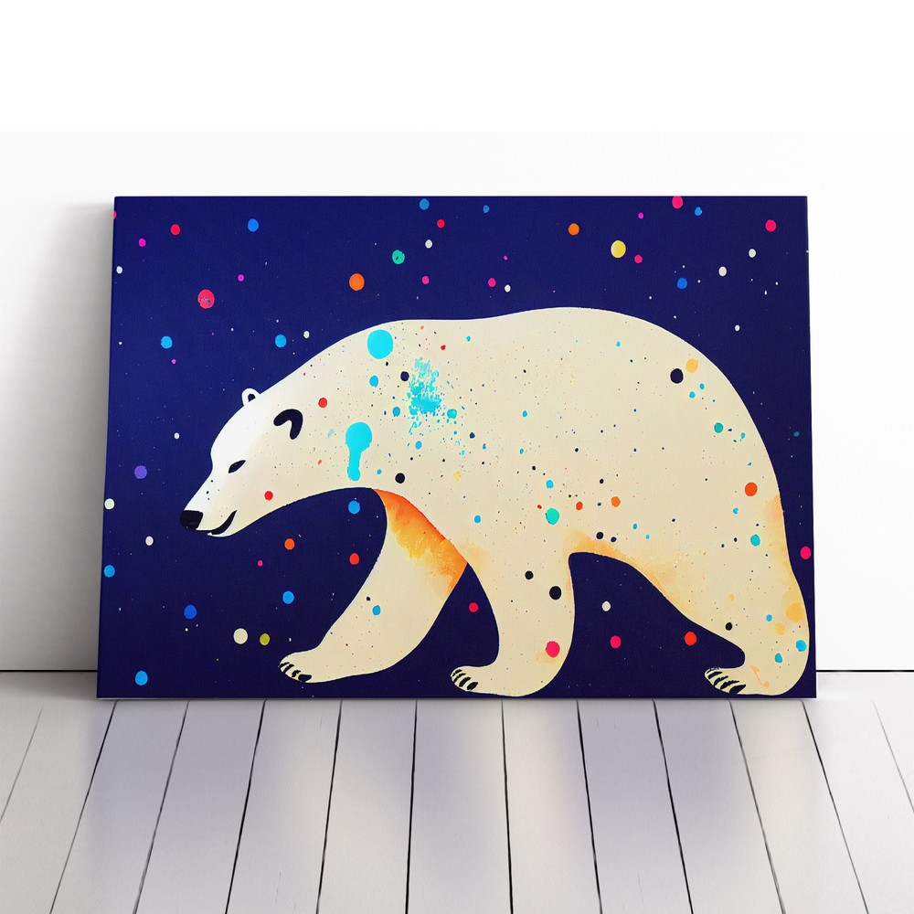 Polar Bear Abstract Framed Canvas Art Print for Home Decor  