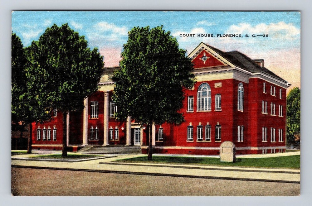Florence SC-South Carolina, Court House, Antique, Vintage Souvenir Postcard