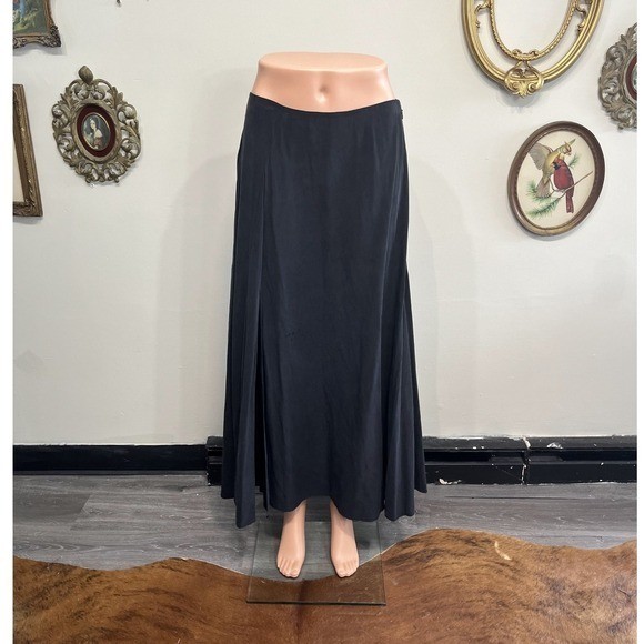 Cuyana Large Black Silk Maxi Skirt Asymmetrical Hem