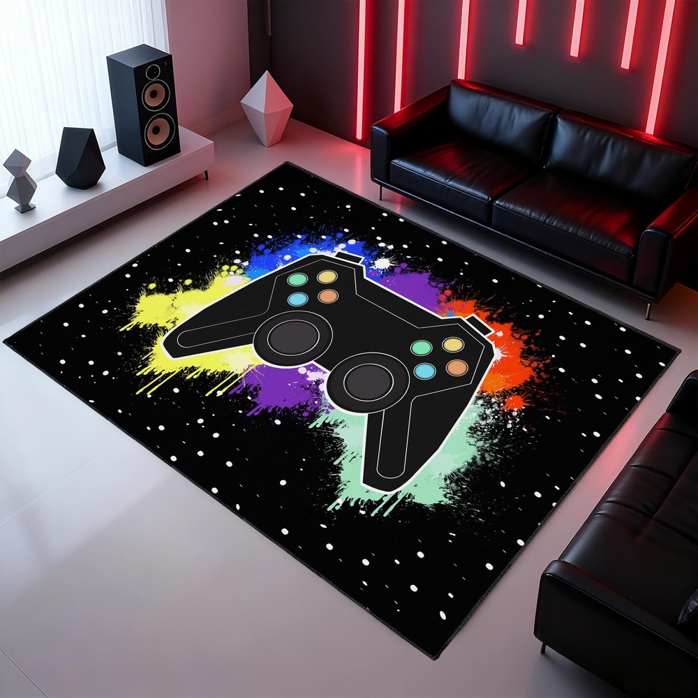 Gamer Rug for Room,3x5 ft Non-Slip Cool Gaming Carpet for Bedroom Livingroom ...