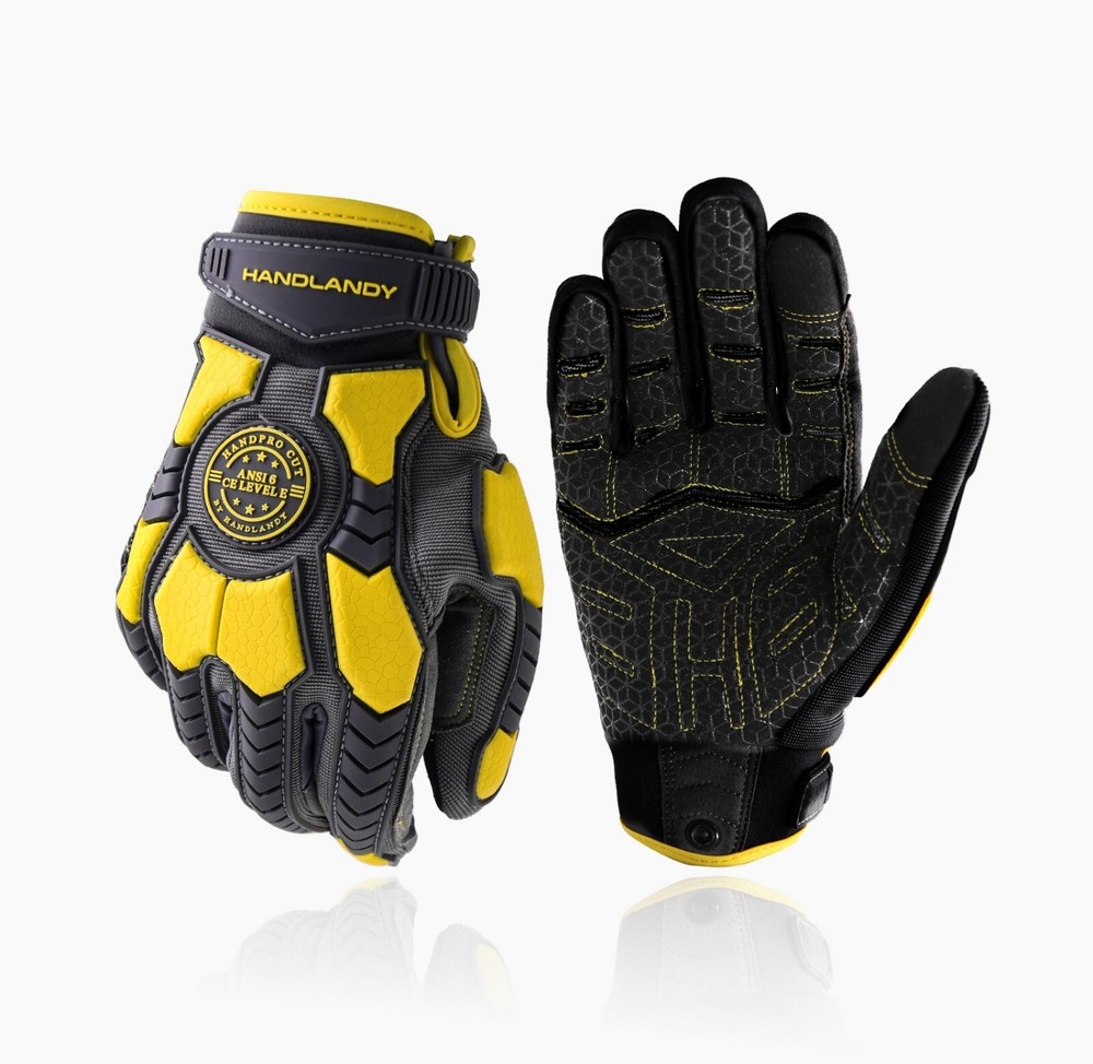 HANDLANDY Heavy Duty Work Gloves with SBR Padding and TPR Impact Protection