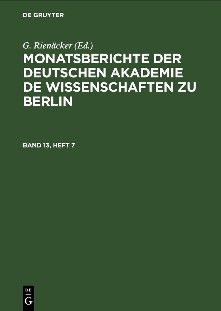 Monatsberichte Der Deutschen Akademie de Wissenschaften Zu Berlin. Ba (Hardback)