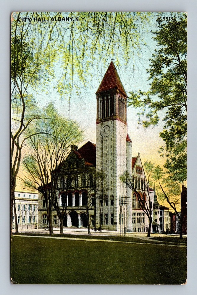 Vintage City Hall Albany NY Postcard A.C. Bosselman & Co. Made in Germany