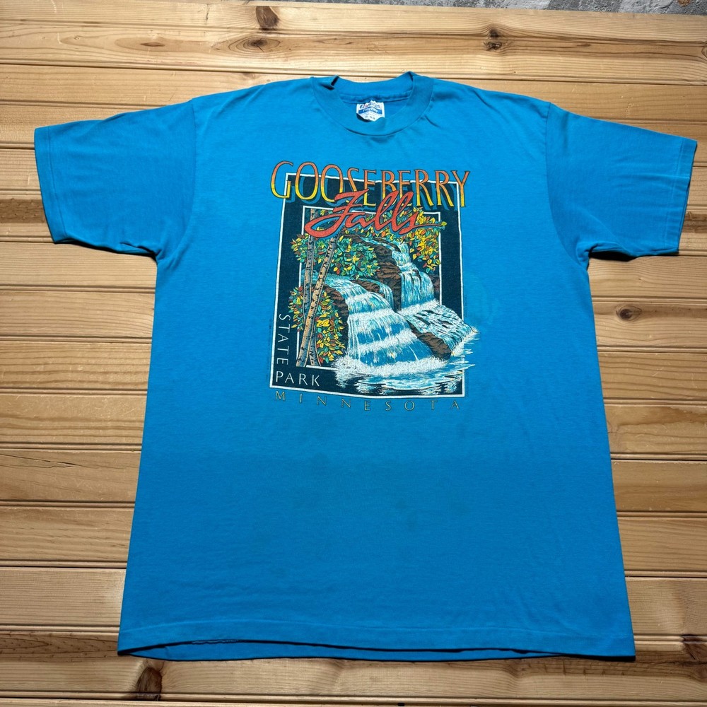 Vintage 1988 Gooseberry Falls State Park Minnesota Waterfall Souvenir Shirt - XL
