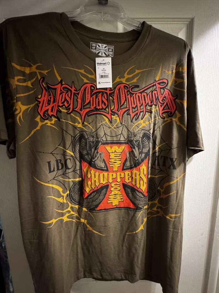 West Coast Choppers Men's Cotton Graphic Logo T-Shirt Brown Size 3XL