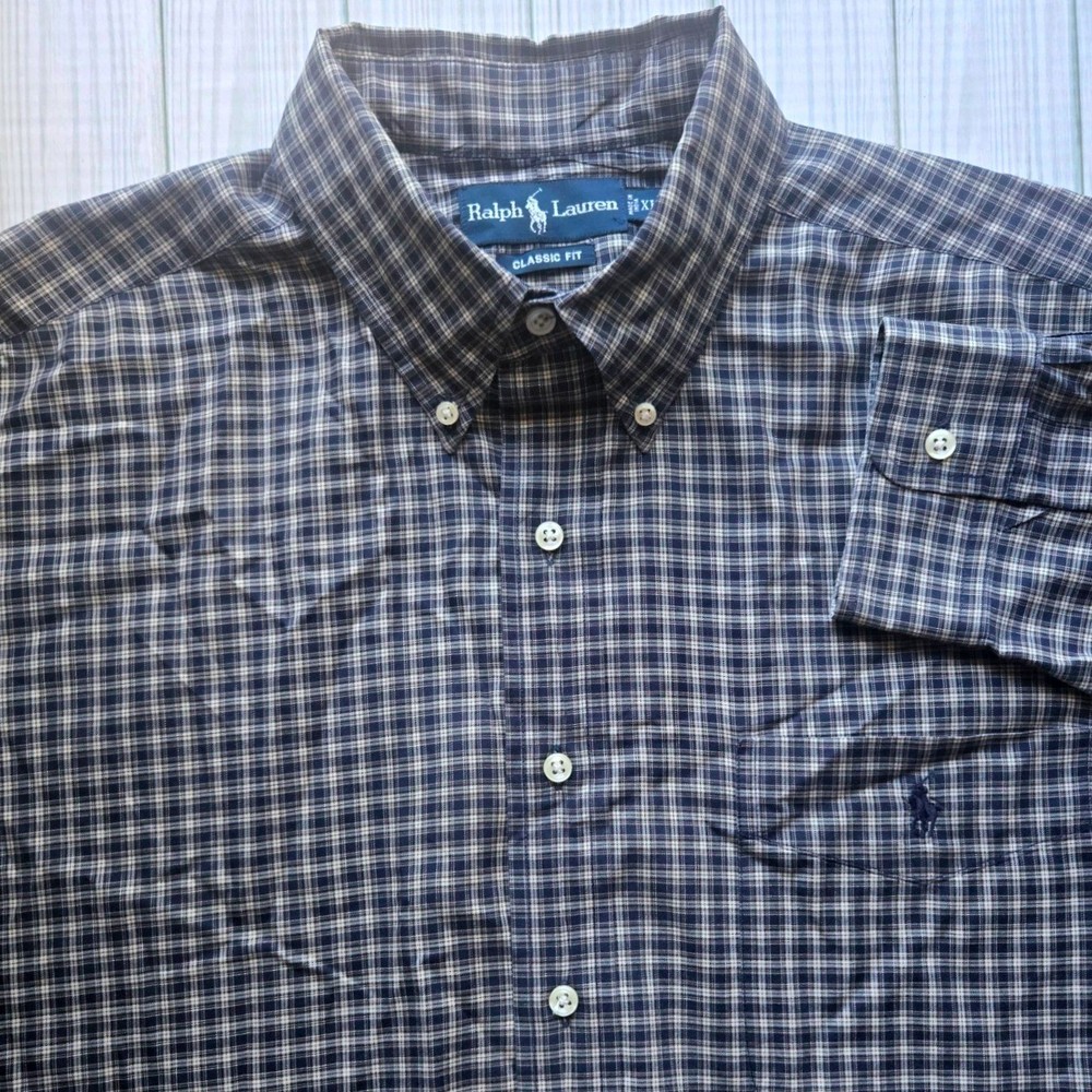 Ralph Lauren Plaid Classic Fit Button Down Shirt Men's Long Sleeve XL