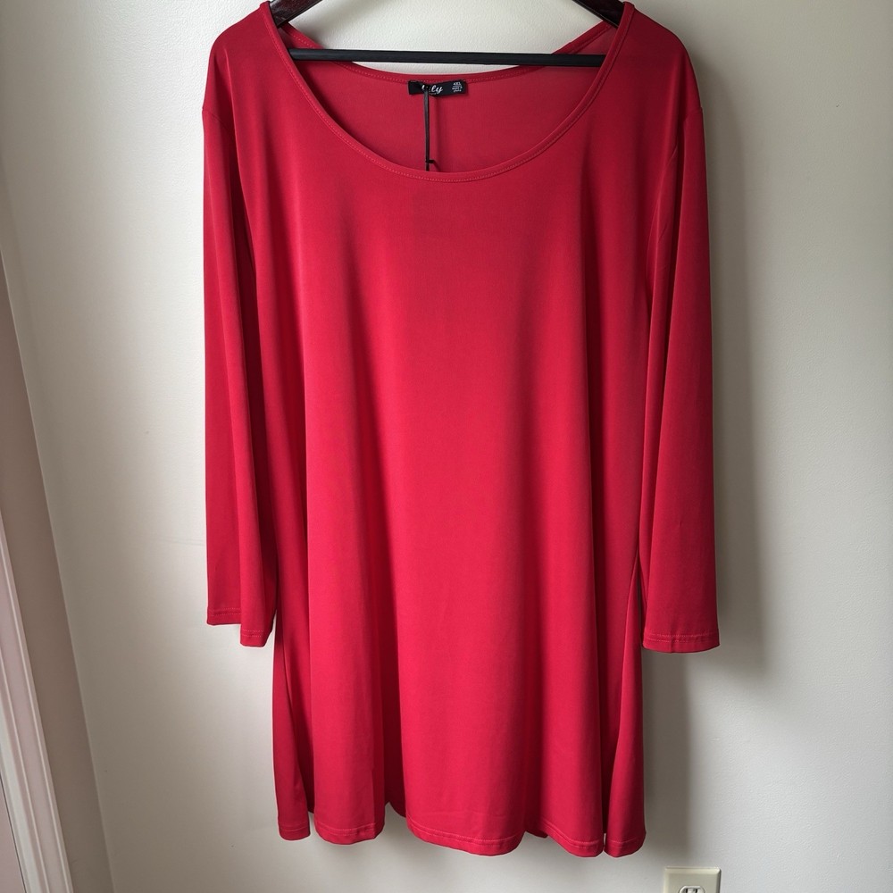 Lily By Firmiana Women’s Plus 4XL Vibrant Red Tunic Top New With Tags Patriotic